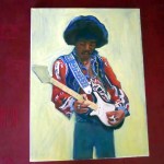 Jimi Hendrix, oil on canvas, 16cm x 12cm
